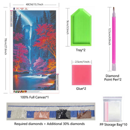 ZHUMUTO Large 5D Diamond Art Painting Kits for Adults,15.7x27.5inch Landscape Waterfall E DIY Full Round Drill Diamond Dots Large Size,Big Gem Art and Crafts for Home Wall Decor Gifts