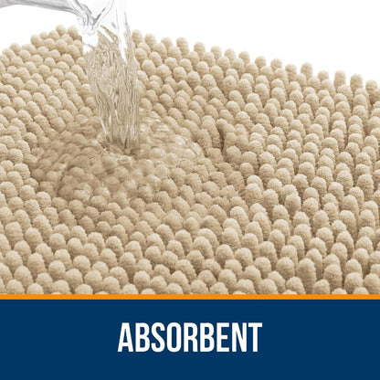 OLANLY Bathroom Runner Rugs - Extra Soft Absorbent Chenille | 47x24, Quick Dry, Machine Washable, Beige