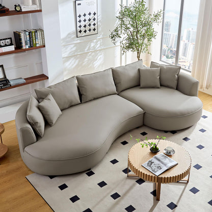 ERYE Luxury Curved Upholstered Sectional Sofa for Living Room, 129" Oversized Unique Curved Leisure Sofa Couch with Right Facing Chaise Lounge & 7 Pillows for Home Apartment