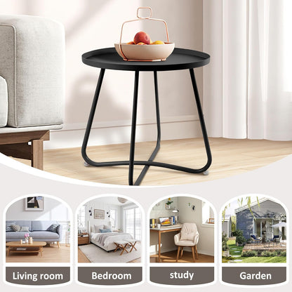 18-Inch Jerry & Maggie Metal Patio Table - Indoor/Outdoor Round Side Table with Adjustable Feet for Living Room