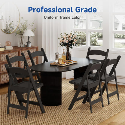 Stackable Black Resin Folding Chairs - 12 Pack, Lightweight with Padded Seats, 800lb Capacity, Ideal for Indoor/Outdoor Events, Comfortable & Portable Seating Black 4 Pack (Black, 2)