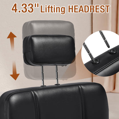 Barber Reclining Chair with Headrest - Heavy Duty Hydraulic Pump Height Adjustable,360°Swivel ,Max Load Weight 440 Lbs,Beauty Salon Spa,Barbershop,Hairdresser Cutting,Styling Stylist,Braiding,Black