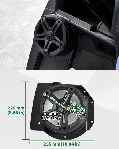 SAUTVS 6.5" Under Dash Kick Speaker Pod Brackets for Yamaha Drive2 G29 Accessories, Front Kick Panels Loudspeaker Mount Support 6.5inch Speaker Devices for Yamaha Drive2 G29 Standard Golf Cart, 2PCS