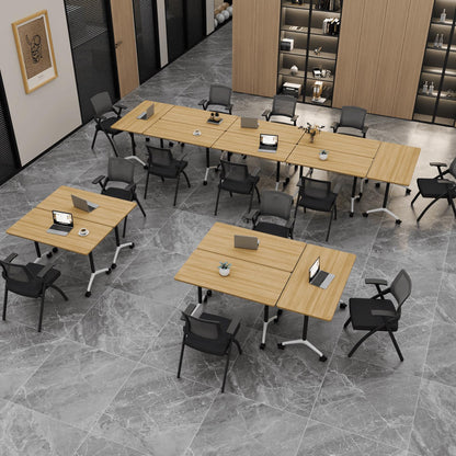 rzoizwko 2Packs Folding Conference Tables on Wheels,55.1 in Mobile Flip Top Meeting Room Table for Office & Training Rooms,Foldable Conference Room Tables Modular Rolling Desk Heavy-Duty Metal Frame