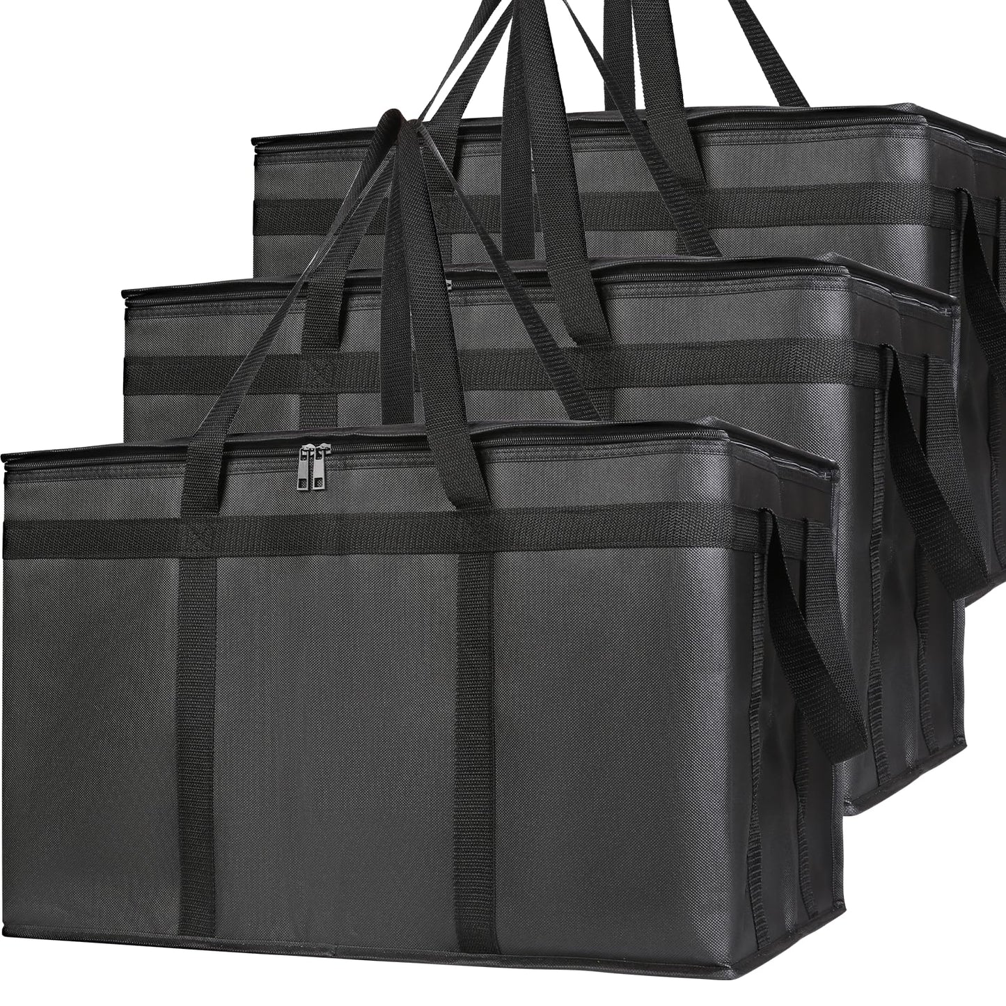 Bodaon 3-Pack Insulated Food Delivery Bag, XXXL Pizza Cooler Bags, Rideshare Delivery Bag, Thermal Cold/Hot Styrofoam Carrier for Catering/Shopping/Travel/Car, Warmer/Frozen