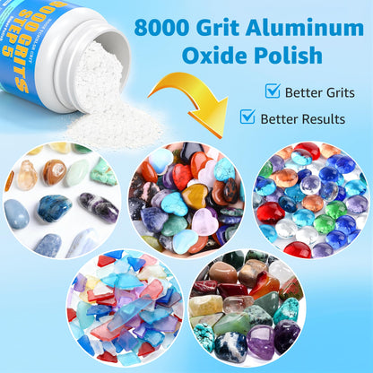 8000 Grit Aluminum Oxide Rock Tumbler Polish – Final Stage (Step 5), High Gloss Polishing Powder for Rocks, Gems, Glass & Jewelry Making, Polish Refill, 1 lb
