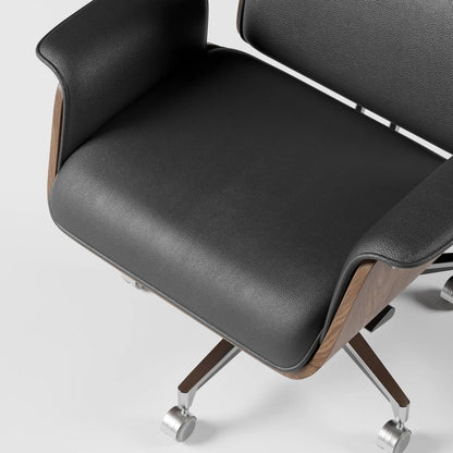 LOVEDIMA Ergonomic Office Chair, Adjustable Height Desk Chair with 360° Swivel Wheels, Faux Leather Computer Chair, Rolling Home Office Chair for Work, Study, or Gaming,Black