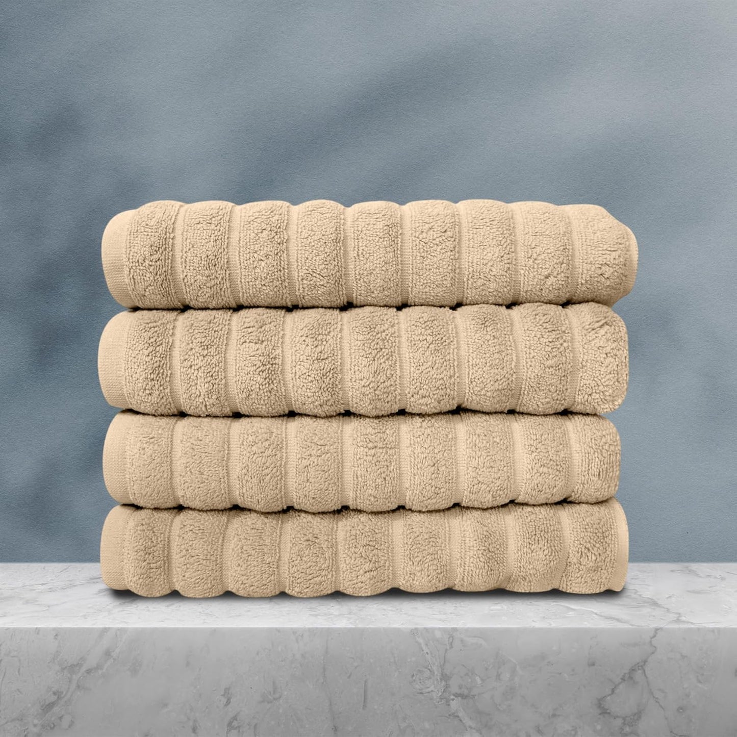 Classic Turkish Towels CTT Luxury Hand Towels Set of 4, 100% Turkish Cotton, Quick Dry, 20"x32", Almond Beige