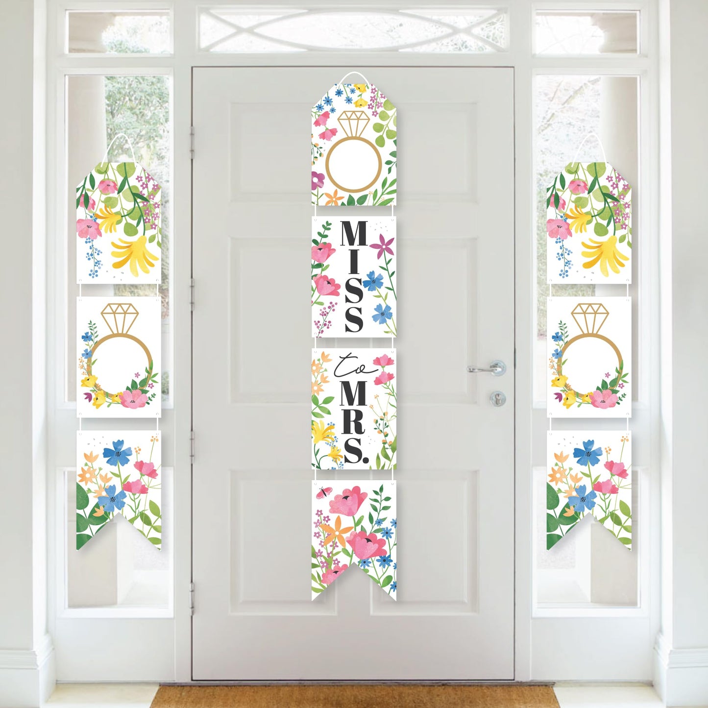Big Dot of Happiness Wildflowers Bride - Hanging Vertical Paper Door Banners - Boho Floral Bridal Shower and Wedding Party Wall Decoration Kit - Indoor Door Decor