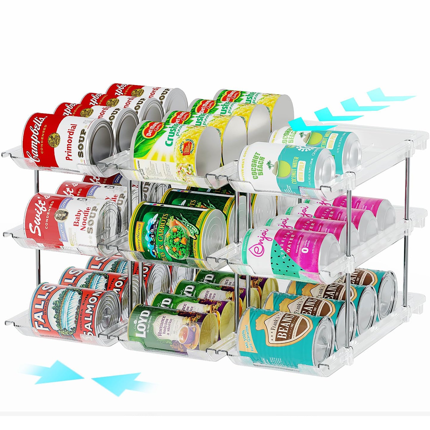 oylik Can Organizer for Pantry, 3 Tiers Can Storage Rack, up to 36 Cans Food Holders for Fridge, Cabinet and Pantry Organization