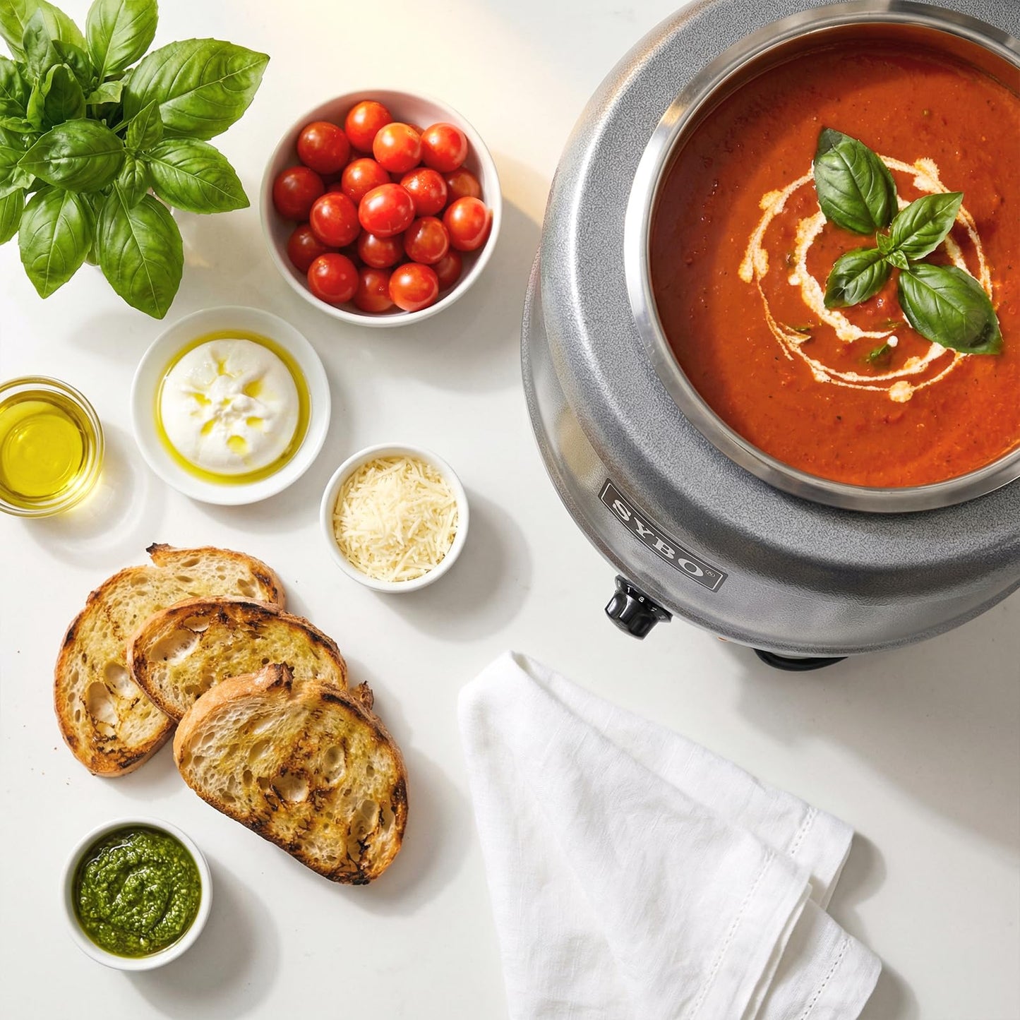 SYBO SB-6000-2G Commercial Grade Soup Kettle with Hinged Lid and Detachable Stainless Steel Insert Pot for Restaurant and Big Family, 10.5 Quarts, Silver