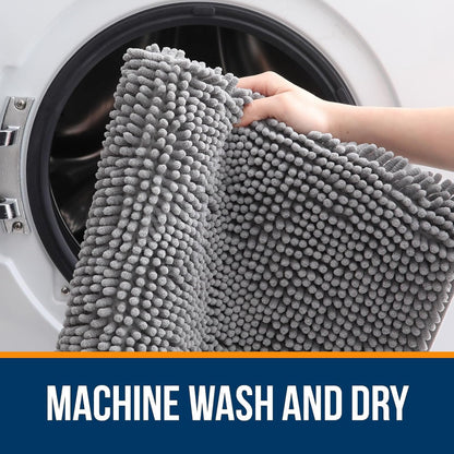 OLANLY Bathroom Rugs - Extra Soft Chenille Bath Mats with Rubber Backing | Quick Dry, Machine Washable, 30x20, Grey