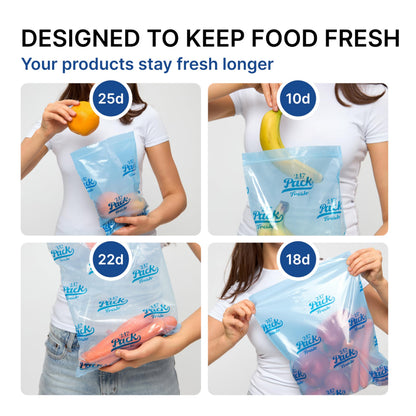 Freshpack 247 Produce Storage Bags Roll 10 x 14 Inches 1 Gallon 80 Pack Tear Off Reusable Food Storage Bags With Zipper, Bread Keeper Bag For Fruits Vegetables Meal Prep Pantry Use