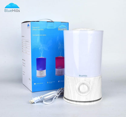 BlueHills Premium 2000 ML XL Large Essential Oil Diffuser Aromatherapy Humidifier for Large Room Home 40 Hour Run Huge Coverage Area 2 Liter Extra Large Capacity Huge Diffuser Wood Grain E005