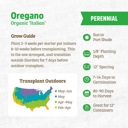 100% Packet 70mg Back to The Roots Organic Seed - Oregano 'Italian'