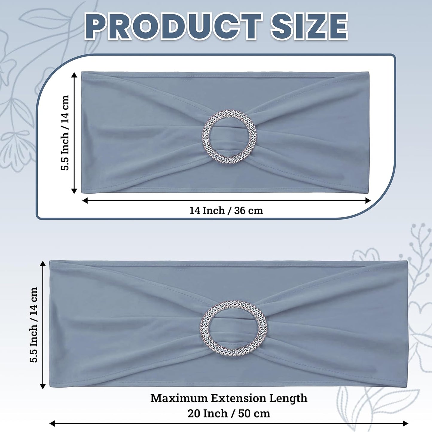 MDS Premium Stretch Spandex Chair Sashes - Pack of 10 Dusty Blue Covers for Weddings & Events