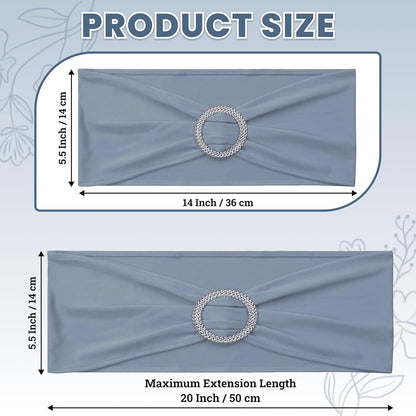 MDS Premium Stretch Spandex Chair Sashes - Pack of 10 Dusty Blue Covers for Weddings & Events