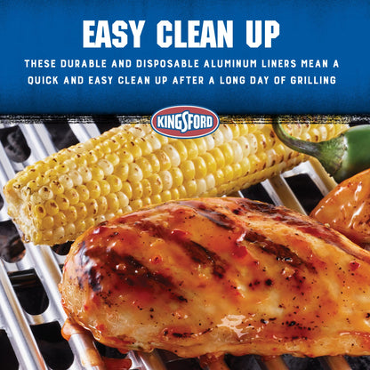 Kingsford Extra Tough Aluminum Grill Liners, Disposable Foil Grill Toppers for Outdoor Grills, Helps Keep Food and Sauce from Falling Through Grates, 16 x 11.75 in, 14 Count