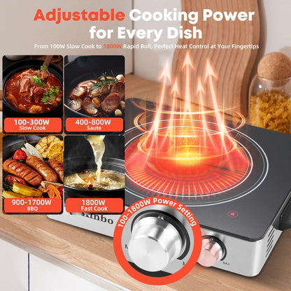 Single Infrared Burner, 1800w electric stove, compact size portable electric stove, burners for cooking, hot plates for cooking, portable cooktop, hot plates for countertop