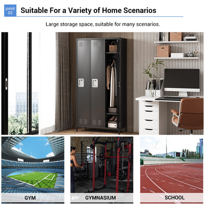GAOMON Metal Lockers - 3 Doors Lockable Storage Locker, Sturdy Steel Cabinet with Shelves, Space-Saving Design for Home, Gym & Fire Department, Black