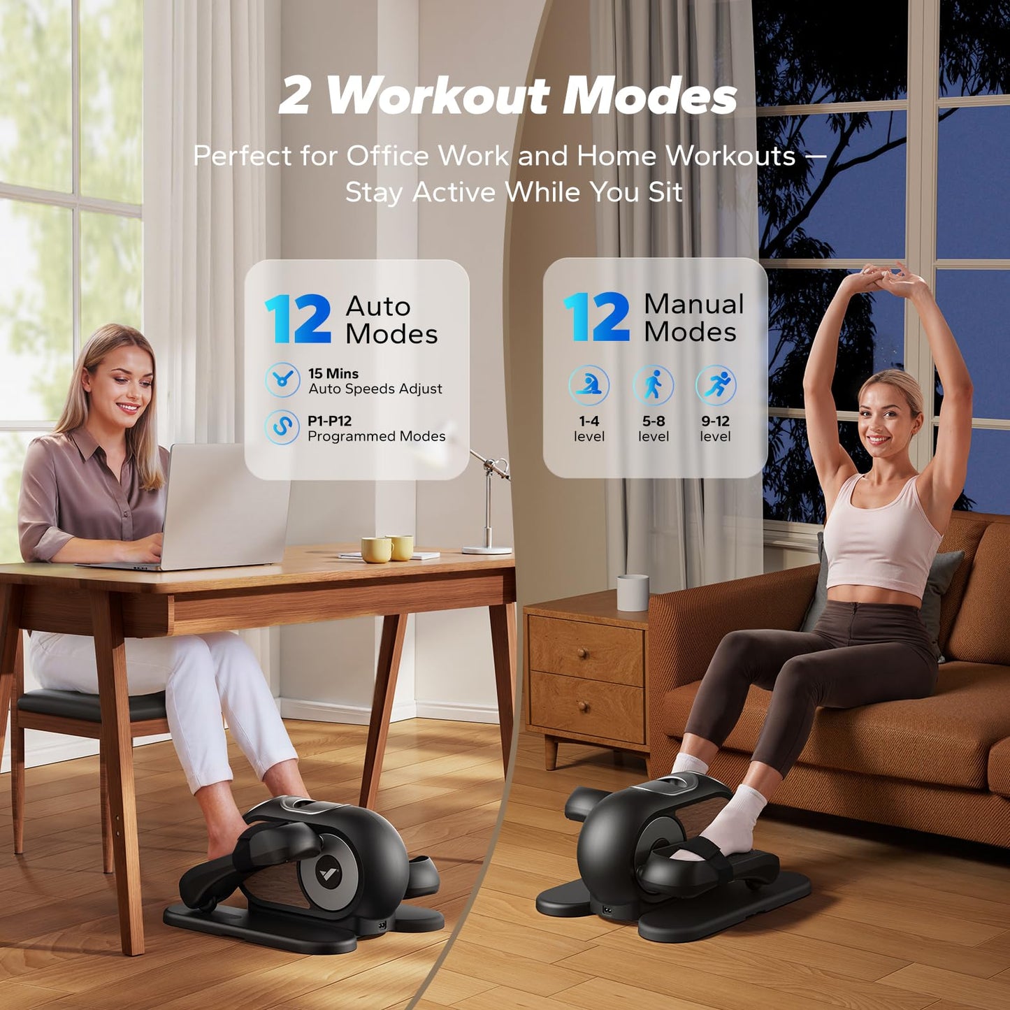 MERACH Under Desk Elliptical, Electric Ellipse Leg Exerciser as Seen on TV for Seniors with Remote Control & 12 Adjustable Speeds, Quiet Portable Seated Pedal Exerciser Machine for Home