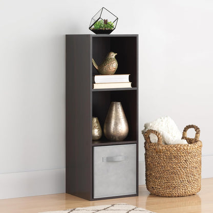 3 3 12.2" 11.7" 35.6" Whitmor Cube Storage Organizer, Tier Stackable MDF Wood Bookcase, Open Storage Display Bookshelf