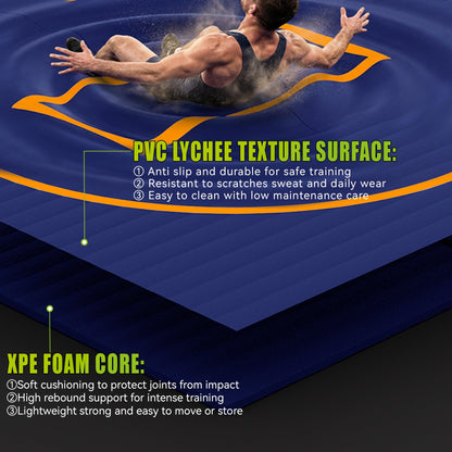 AORSUS 10ft x 10ft Wrestling Mat for Home, 1.25" High-Density EVA Foam Roll-Up Grappling Mat – Professional BJJ, MMA, Judo Training Surface – Portable Roll-Out Gymnastics Mat for Home Gym & Dojo, Blue