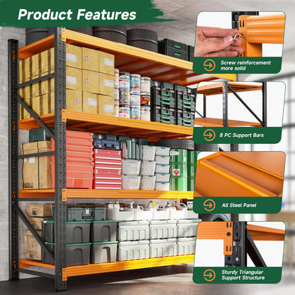 Letaya 6000LBS Heavy Duty Storage Shelves,79" H Metal Garage Shelving Units,4 Tier Large Tall Industrial Shelving,Adjustable Utility Rack Shelf for Warehouse,Basement (Orange, 79" W x 24" D x 79" H)