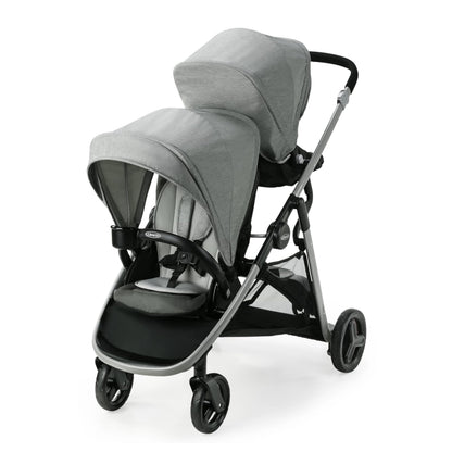 Graco Ready2Grow LX 2.0 Double Stroller, Twin Baby Stroller Features Bench Seat and Standing Platform Options, Compact Fold Perfect for Baby Travel, Clark