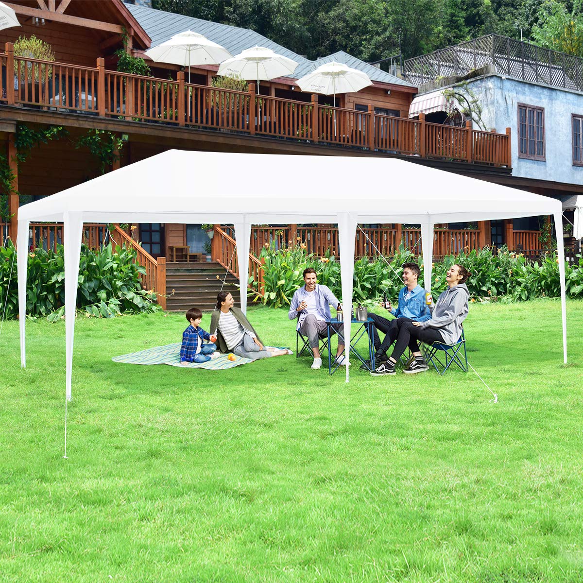 ORALNER 10'x20' Outdoor Canopy Tent, White Wedding Party Tent with 6 Removable Sidewalls & Carrying Bag, Heavy Duty Camping Gazebo Pavilion for Patio, Garden and Backyard
