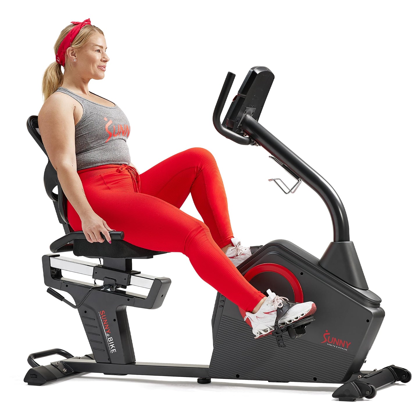 Sunny Health & Fitness Programmable Electro-Magnetic Resistance Recumbent Exercise Bike with 16 Levels of Resistance, 300 lbs Weight Capacity, and Bluetooth Connectivity with Exclusive SunnyFit™ App – SF-RB4850SMART