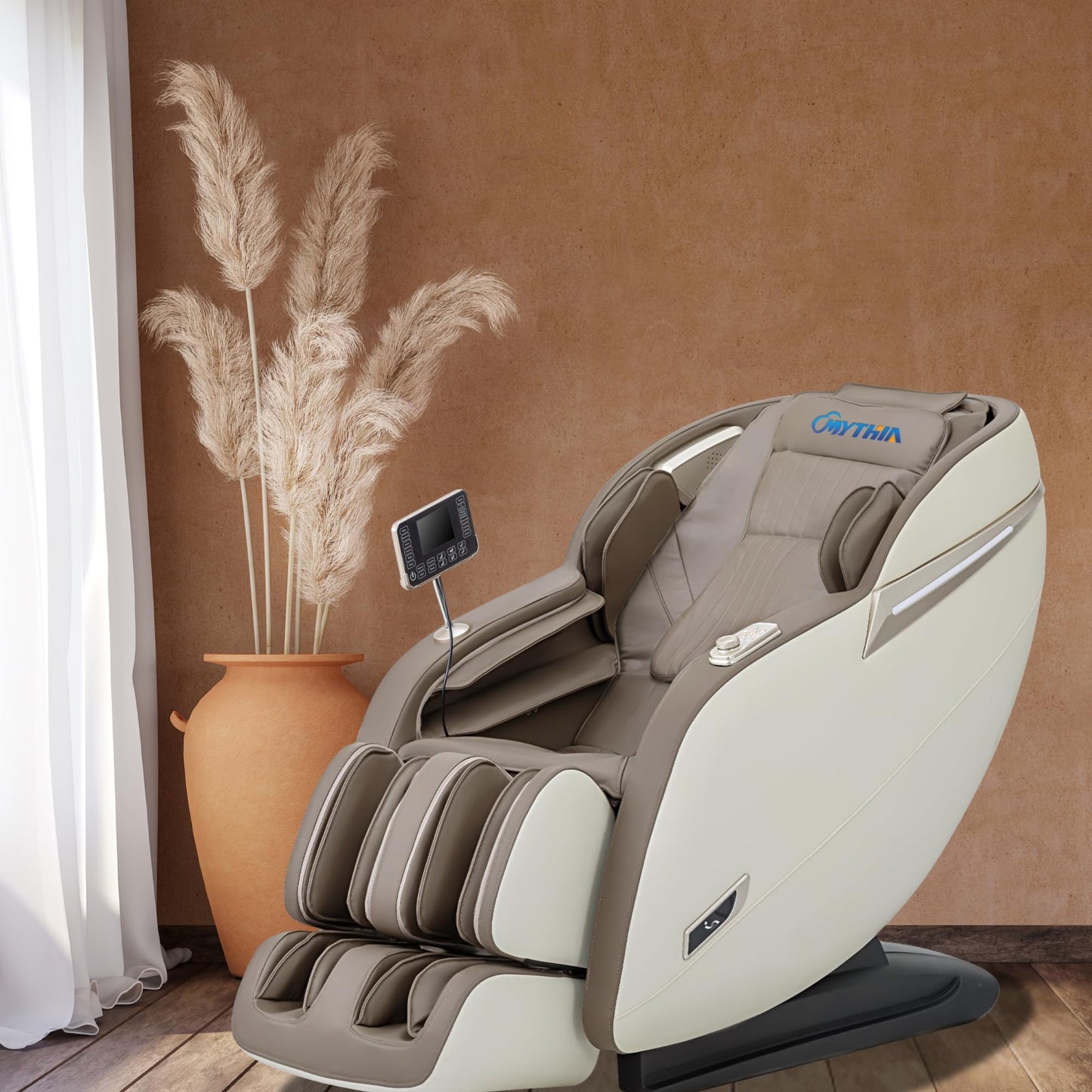 MYTHIA 2026 Full Body Massage Chair for After Work Recovery - Zero Gravity Recliner up to 165°with SL Track, Heat Therapy, Bluetooth & USB Charging Port (MD906-Beige)