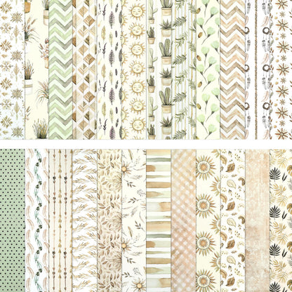 12x12 Inch Scrapbook Paper Beige Floral Patterned, 24 Sheets/24 Designs Double-Sided Print Craft Papers, Scrapbook Specialty Decorative Paper for DIY Album Decoupage Card Making Scrapbooking