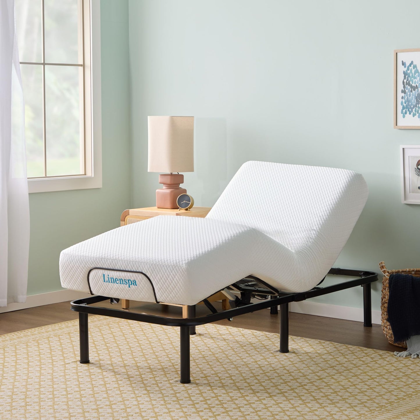 Linenspa Adjustable Bed Frame - Independent Head and Foot Incline - Powerful Quiet Motor - Easy Toolless Assembly - Lounging - TV - Working - Reading - Ergonomic - Electric Bed Base - Twin XL Size