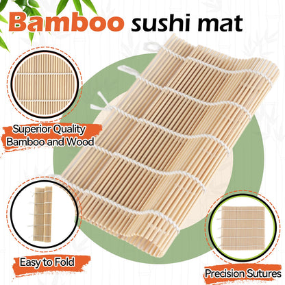 LEQC 10PCS Sushi Rolling Mat 9.5"x9.5" – Durable Sushi Mat with Tightly-Bound Design for Home & Restaurant Use (White)