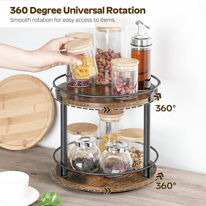 2 Countertop SR22BR YATINEY Lazy Susan Organizer, Rotating Spice Rack, Tier Spice Turntable Organizer, Industrial