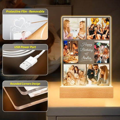 Jkolalin Custom Picture Frame - Personalized Night Light Photo Frame | Unique Birthday Gift for Friends