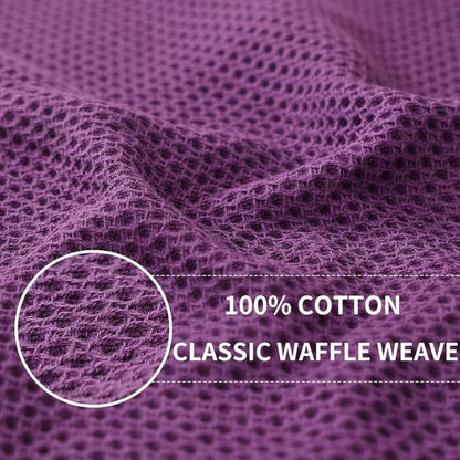 Homaxy Kitchen Dish Cloths - Ultra Soft 100% Cotton Waffle Weave, Quick Drying, 12 x 12 Inches, 6-Pack, Purple