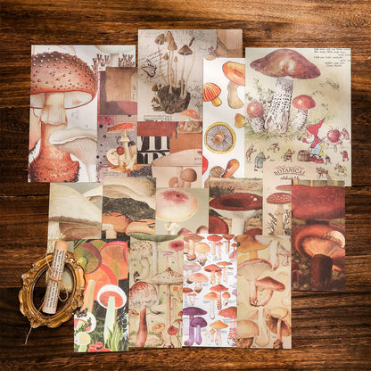 emmoolife Scrapbooking Supplies Kit, Vintage Mushroom Aesthetic Scrapbook Kit for Bullet Junk Journal, Stationery, A6 Grid Notebook, DIY Journaling Supplies, Birthday Craft Gift for Teen Girl Women