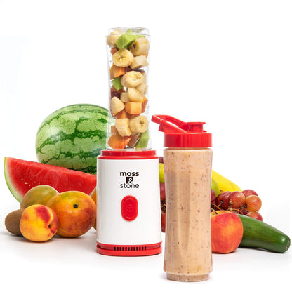 Moss & Stone Personal Blender Single Serve Shake & Smoothies Maker with Portable Travel Sport Bottle - Mini Juicer, White & Black Single Serve Blender for Smoothies and Shakes - Bottle 20 oz