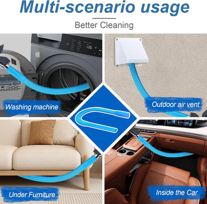 Upgraded Dryer Lint Vent Cleaner Kit - Flexible Vacuum Hose Attachment for Efficient Lint Removal | Universal Deep Cleaning Brush for Clogged Ducts