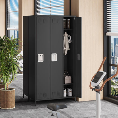 3 Doors Employee Lockers for Office, Metal Sorage Locker Combination, Lockable Employees Metal Locker With Door, Industrial Storage Lockers for Home, School, Gym