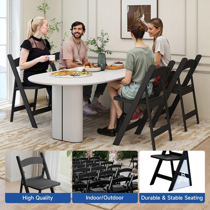 Stackable Black Resin Folding Chairs - 12 Pack, Lightweight with Padded Seats, 800lb Capacity, Ideal for Indoor/Outdoor Events, Comfortable & Portable Seating Black 4 Pack (Black, 2)