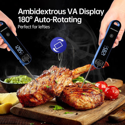 Lonicera Professional Meat Thermometer for Cooking. Instant Read Less Than 0.6 Sec, ±0.5℉ Accuracy with Thermocouple Tech. IP67 Waterproof Design, Ambidextrous VA Display, Auto Wake up (Blueberry)