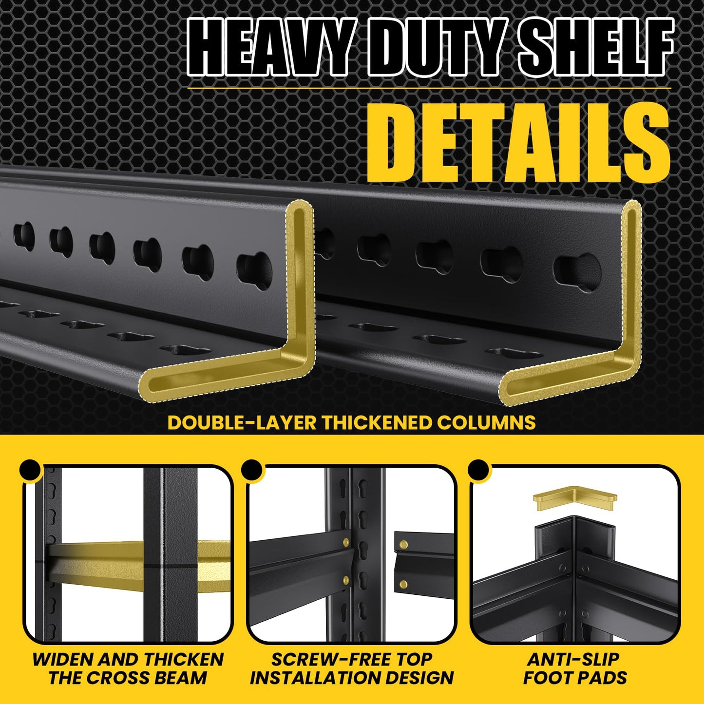 72”H*46”W Metal Garage Shelving Unit, Heavy Duty 5-Tier Garage Storage Shelves, 3000 lbs Large Industrial Shelving, Adjustable Wire Shelves Utility Rack Shelf, Steel Shelving for Warehouse, 2 Pack