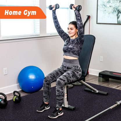 SUPERJARE 0.4'' Thick 36 Pcs 144 Sq Ft Rubber Top Exercise Equipment Mats, High Density EVA Foam Mats with Rubber Top, Interlocking Gym Flooring for Home Gym, Protective Workout Mat, Black/Grey