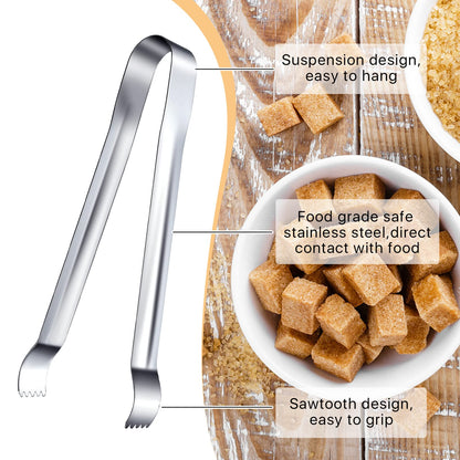 Worldity 16 Pieces Ice Tongs, 6.5 Inch Ice Tongs for Ice Bucket, Stainless Steel Serving Tongs with Sharp Teeth Make Grabbing Ice Easy, Small Tongs for Serving Food