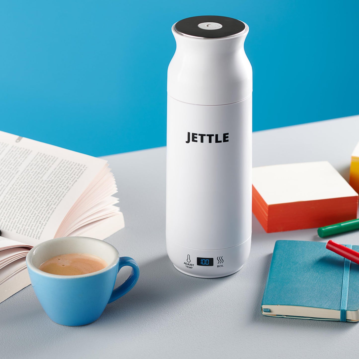 Jettle Electric Kettle - Travel Portable Heater for Coffee Tea Milk Soup - Stainless Steel Travel Water Boiler tea pot with Temperature Control - LED - Automatic Power Off - 450ml - Kitchen Appliance