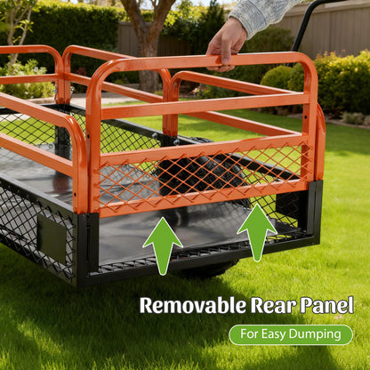 1500LBS Capacity 15 Cubic Feet Dump Cart Trailer, Heavy Duty Tow Behind Hauling Wagon with Dual Control Dumping for ATV UTV, Lawn Tractor and Garden Use