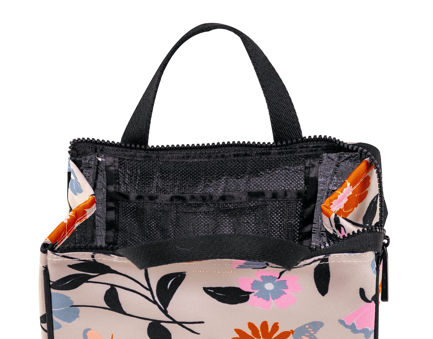 kate spade new york Portable Soft Cooler Lunch Bag, Thermal Tote with Insulated Interior Lining and Storage Pocket, Lunch Tote for Women, Floral Garden